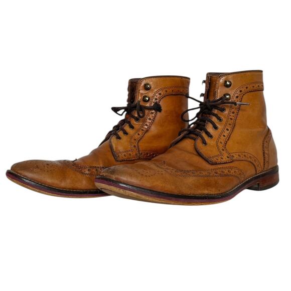 Vintage Johnston & Murphy Wingtip Boots Brown Leather Brogue Size 8 main image 13